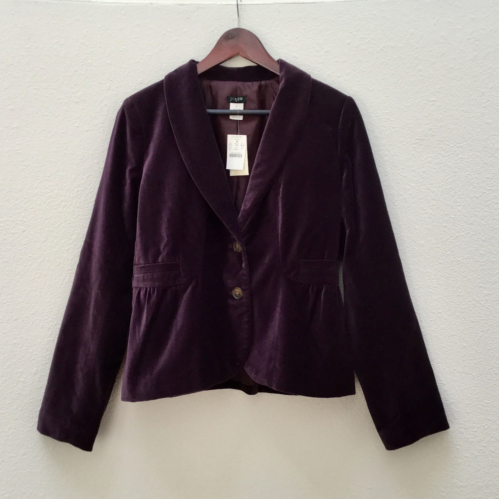 J Crew Factory Eden Blazer in eggplant velvet
